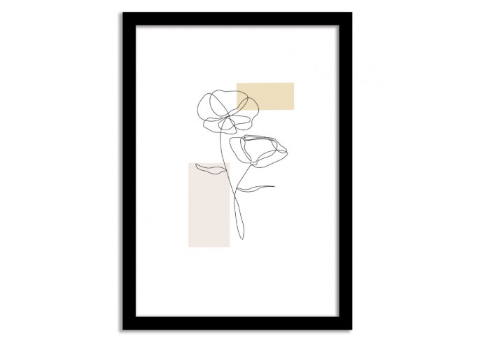 Line Art Framed Print - Poppy - Coloured